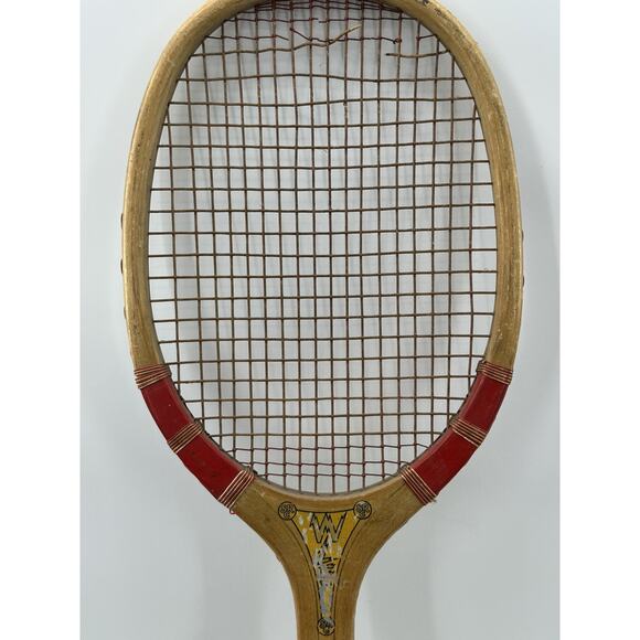 Vintage 1920s WLS Sears Radio Wood DELUXE Tennis Racquet Wright & Ditson Antique - Picture 6 of 8